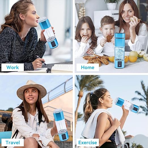 Hydrogen Water Pitcher, 250ml 5000PPB Portable Water Ionizer Hydrogen Water Bottle for Home Office Travel Exercise (Blue)