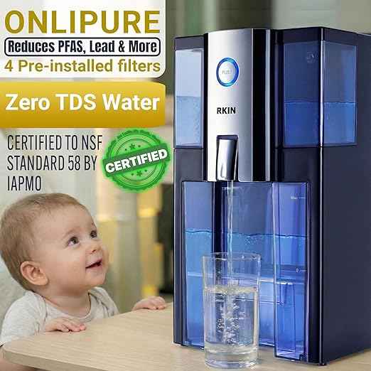 Zero Installation Purifier Water Filter - Onlipure Edition, Reverse Osmosis Countertop Water Filter, 0 TDS, Certified by IAPMO R&T, Patented 4 Stage Technology, Superior Taste, No Assembly Required