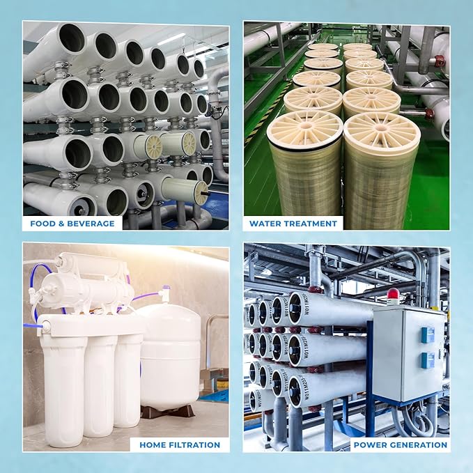 Ozmosis SW-8040 Commercial Reverse Osmosis Membrane Element 8"x40" High Salt Rejection, 9000 GPD Water Filtration, Seawater Desalination, 93% Boron-Removing, Compatible with Hydranautics and Vontron