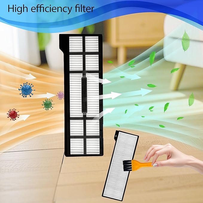 24 Pack Replacement Parts Accessories Compatible for Eufy X10 Pro Omni Vacuum Cleaner, 2 Main Brush 4 Vacuum Filters 4 Side Brushes 6 Mops 6 Vacuum Bags, X10 Pro Omni Accessories Kit - AquaVibe