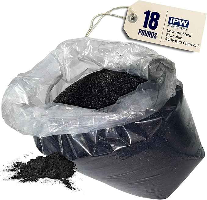 IPW Industries Bulk Activated Carbon - Coconut Shell Granular Activated Charcoal (GAC) for Water Filtration - Replacement Media for Pre and Post Carbon Water Filters (18 lbs)