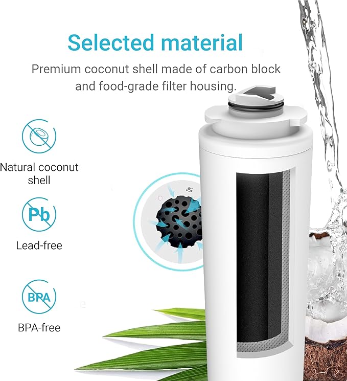 AQUA CREST Replacement Filter for Elkay® 51300C, [No CHIP] Compatible with Elkay® ezH20® and Halsey Taylor® Bottle Filling Stations, NSF/ANSI 42, Reduces Chlorine, Bad Taste & Odor, 2 Packs