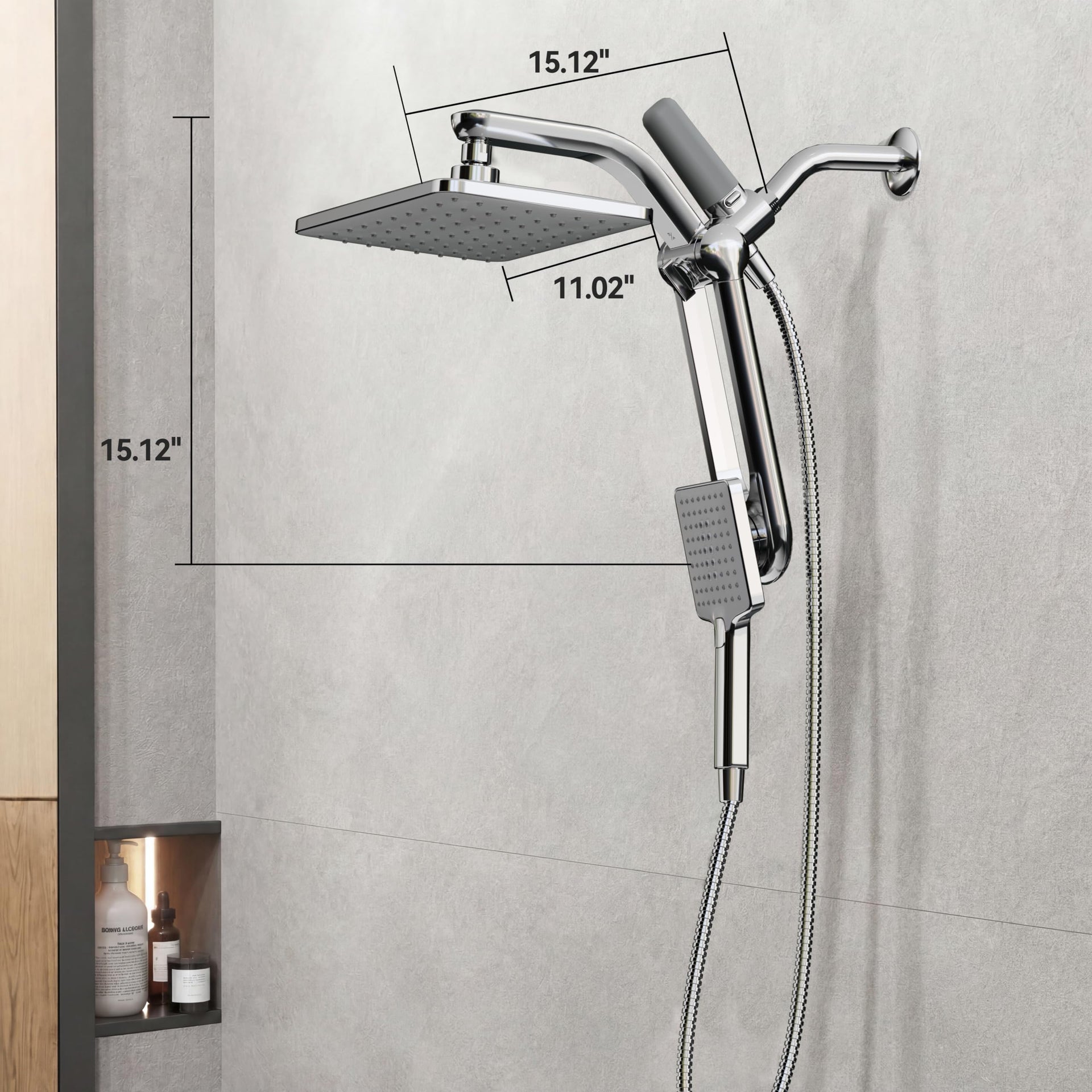 Dual Filtered Rainfall Handheld Showerhead Spray Combo with 7 Modes
