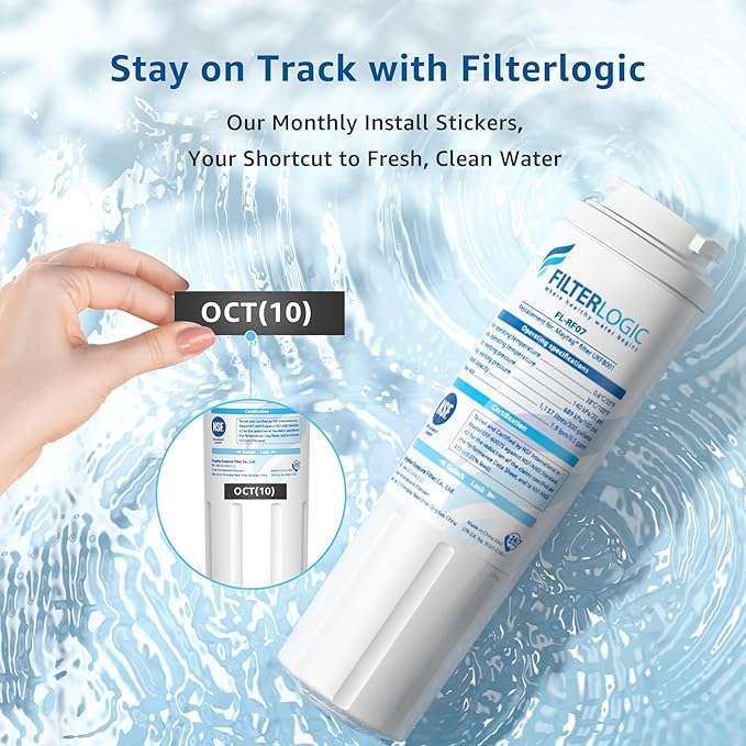 Filterlogic UKF8001 Replacement for EveryDrop® Filter 4, Whirlpool® EDR4RXD1, Maytag® 4396395, UKF8001AXX-200, UKF8001AXX-750, 46-9006, Puriclean II, FL-RF07, Refrigerator Water Filter, Pack of 3