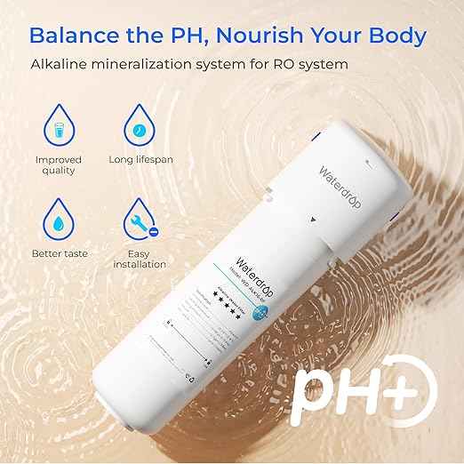 Waterdrop G2P600 Reverse Osmosis System with Alkaline Water Filter System WD-ALK16, 600 GPD Reverse Osmosis Water Filter, 7 Stage Tankless RO Water Filter System, Under Sink RO System, Bundle