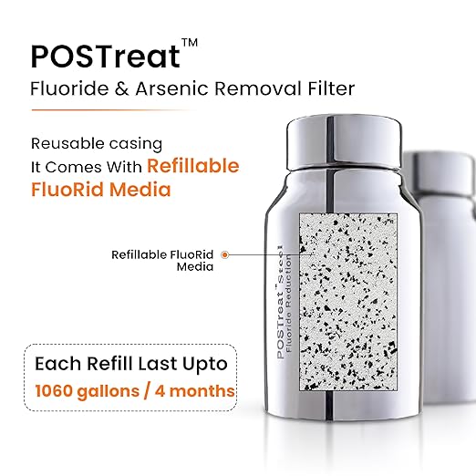 Gravity Water Filter System - 3.25 Gallons NSF Certified AISI 304 Stainless Steel Water Filter with 2 Smart Carbon Filters, 2 POSTreat Steel Fluoride Removal Elements & Free Stainless Steel Spigot