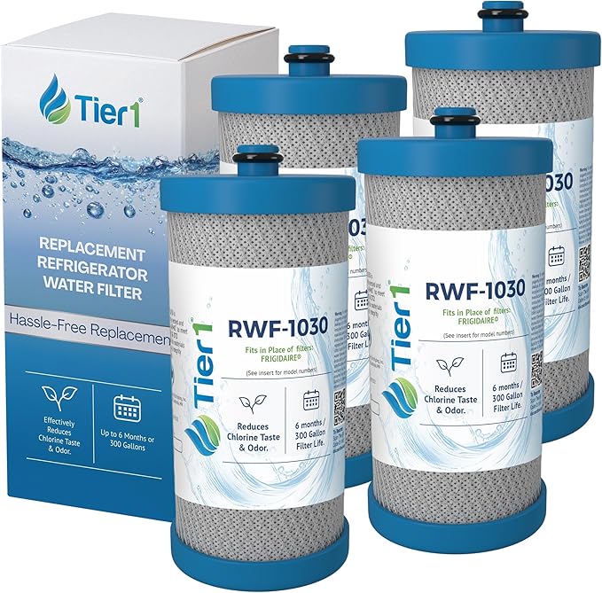 Tier1 RWF1030 WF1CB Refrigerator Water Filter | Replacement for Kenmore 469906, RG100, WF284, NGRG2000, PS503627, 469910 Filter - Up to 24 Months Supply | Easy Install | Great Tasting Water (4-pk)