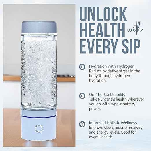 Hydrogen Water Bottle 2024 – SPE/PEM Technology Generating Up to 3000ppb Hydrogen-Rich Ionized Water for Antioxidant and Health Benefits – Environmentally Friendly PC and Glass - White