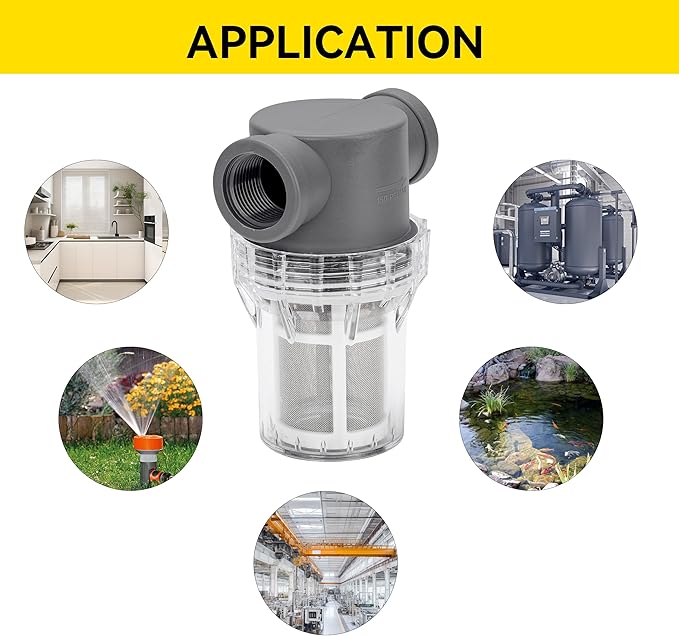 3/4'' Female NPT in-Line Strainer - Garden Hose Filter for High Pressure Washer, Sediment Filter with 60 Mesh Stainless Steel Screen (3/4'' 60 Mesh)