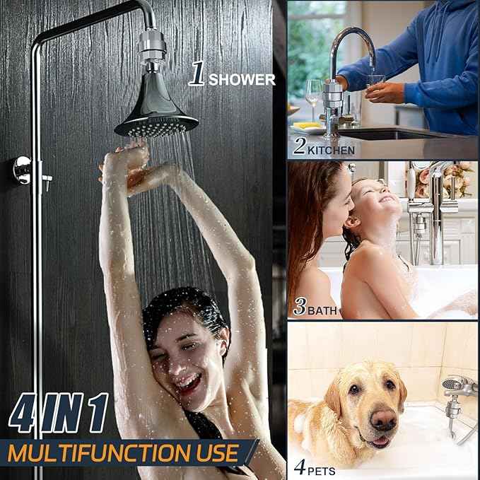 Shower Filter, EMBATHER 20 Stage Shower Head Filter for Hard Water Remove Chlorine/Fluoride/Heavy Metals,High Output Shower Softener Filter for Hair, 4 Cartridge –Polished Chrome