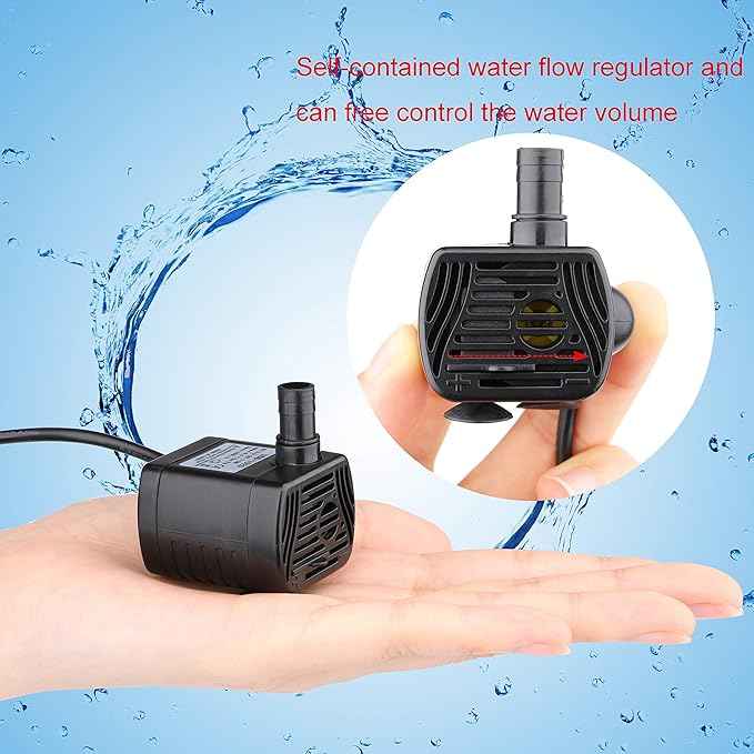 Driew 3W DC 3.5-8V USB Water Pump with Power Cord, Solar Mini Submersible,Brushless,Waterproof (2, Black)