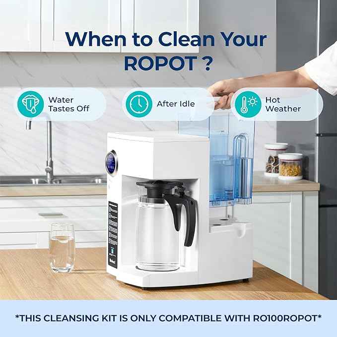 Bluevua Cleansing Kit for RO100ROPOT & RO100ROPOT-UV – Includes 5 Cleaning Tablets and Filter Accessory for Internal System Maintenance and Freshness Support