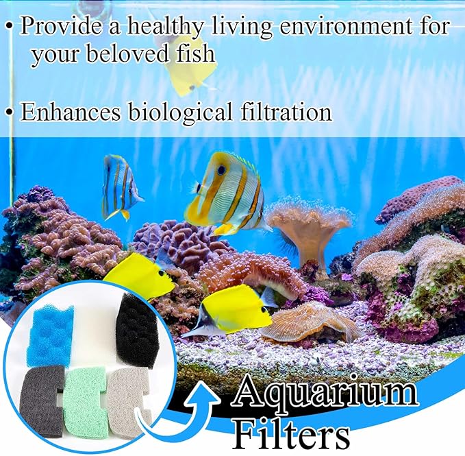 52 Pcs Replacement Filter Media Kit Compatible with Fluval 106/107 Aquarium Filters Include Biological Foams Ammonia Remover Phosphate Pads Nitrite Remover, Towel and Grease - AquaVibe