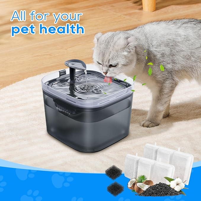 74oz Automatic Cat Fountain Filter Replacement - 6PCS Replacement Filters & Foam Filters - AquaVibe