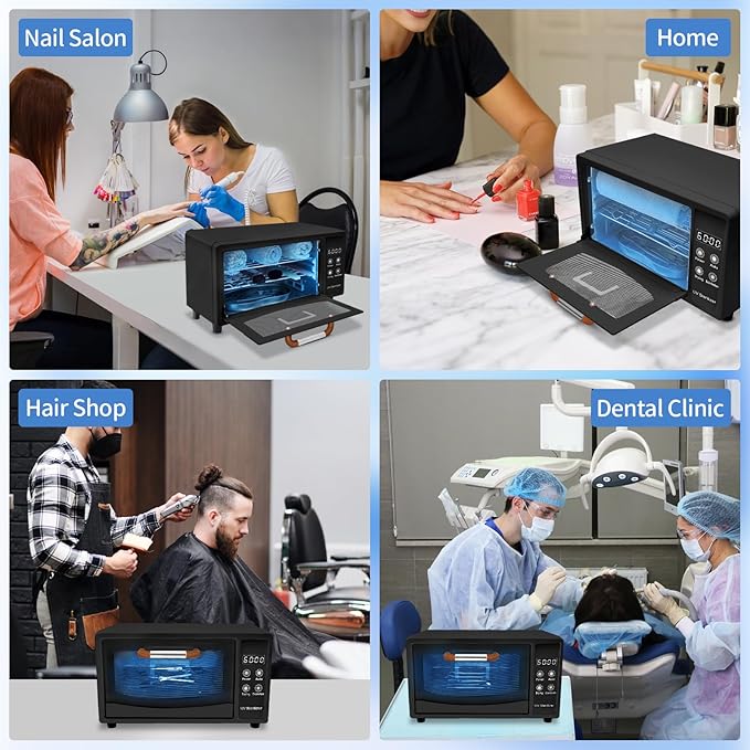 CGBE UV Cleaning Cabinet For Nail Tools: UV + Drying Cleaning Machine, 10 L Salon Tools Cleaning Cabinet With Timer Setting for Salon, Manicure, Home, Barbers, and Spas - Black