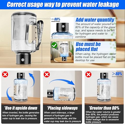 Hydrogen Water Bottle, 50oz/1.5L Hydrogen Water Generator, Rechargeable Hydrogen Water Ionizer with SPE/PEM Technology Leakproof, 5 Min Electrolysis for Sports Fitness Exercise Gift - Grey