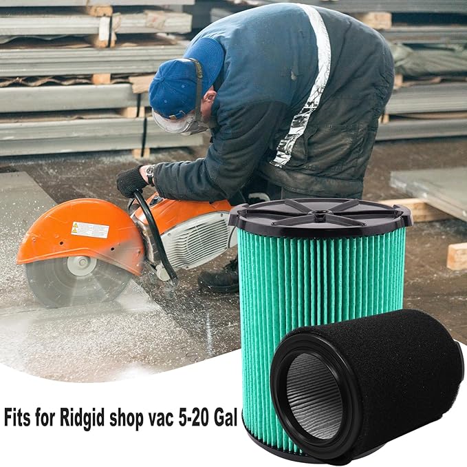 2 Pack VF6000 Filters + 4 Pack VF3502 Filter Bags + 4 Pack Foam Sleeve for Ridgid 5-20 Gallon Wet Dry Vacuum Cleaner (10 Pack) - AquaVibe
