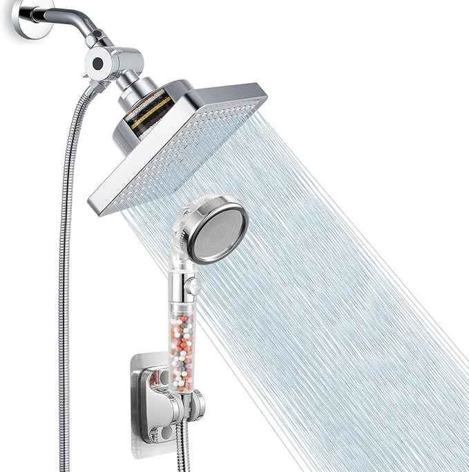 Filtered Shower Head with Handheld Combo, High Pressure Rain Showerhead Filter for Remove Chlorine and Harmful Substances, with Self-adhesive Holder/59