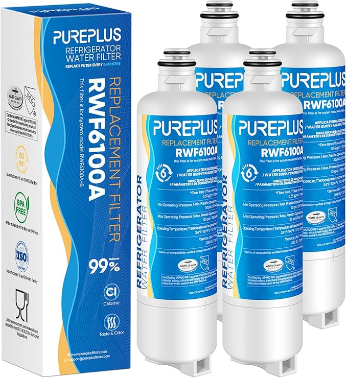 PUREPLUS BORPLFTR50 Replacement for Bosch 11025825 Ultra Clarity Pro Refrigerator Water Filter, Compatible with 12033030, 12028325,11025825, BORPLFTR55, WFC100MF, B36CT80SNS, B36CL80ENS, 4Pack