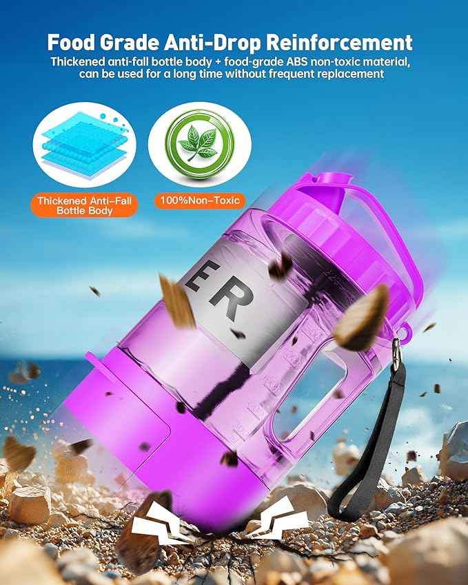 Portable Dog Water Bottle Bowl - 77 oz Travel Water Bowl Dispenser for Dogs Leak Proof, Suitable for Large Pet Drinking, A Must Have for Outdoor, Camping, Walking, Beach, Hunting Other Scenes （Purple）