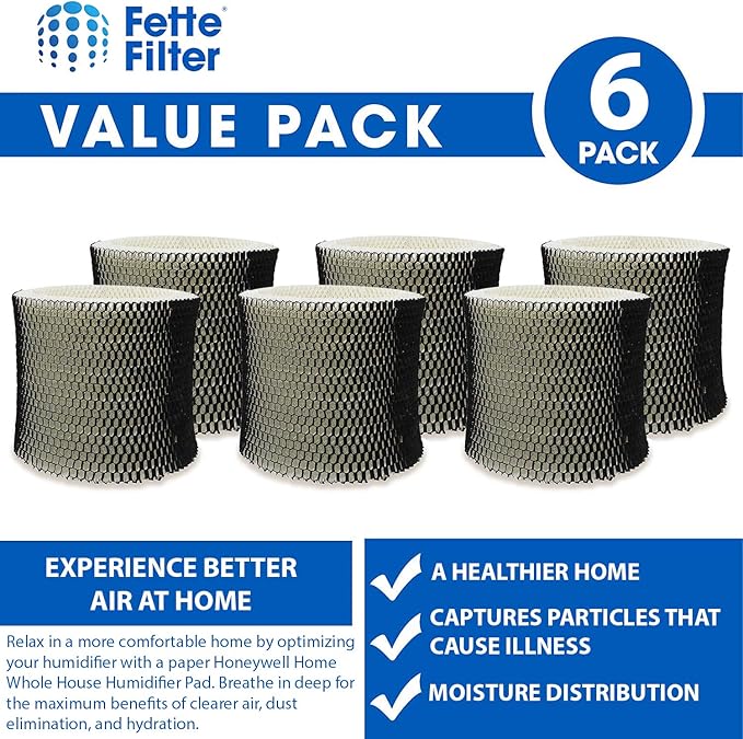 Fette Filter - Humidifier Wicking Filter Compatible with Holmes HWF65, HWF65PDQ-U - Filter C. (Pack of 6)