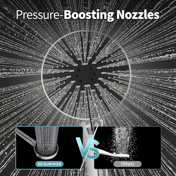 NSF Certified Filtered Shower Head with Handheld for Hard Water to Remove Chlorine High Pressure 9-Spray Setting (with Power Wash) Anti-Clog Nozzles (1 Filter, Chrome Silver)