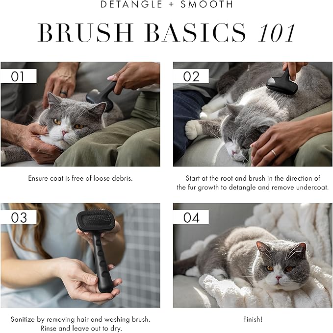 Tweezerman Dog and Cat Slicker Brush for Small Pets, Grooming Brush with Coated Bristles to Prevent Scratching and Ergonomic Handle - AquaVibe