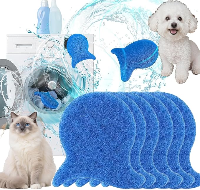 6PCS Reusable Pet Hair Remover for Laundry - Washing Machine Lint Catcher & Dryer Balls, Effectively Removes Dog Cat Hair Fur from Clothing Bedding, Dander Lint Remover Tool,Pet Hair Catcher - AquaVibe