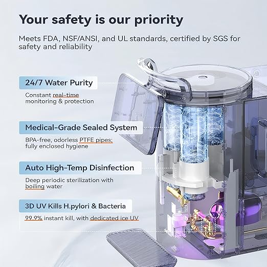 NatureFlow Y60EC Cold Reverse Osmosis Water Mineralization System — Featuring Natural Mineral Activation, 10-Stage RO Filtration, Ultra Dual UV, Alkaline Water,4:1 Pure-to-Drain Ratio, 11-Temperature
