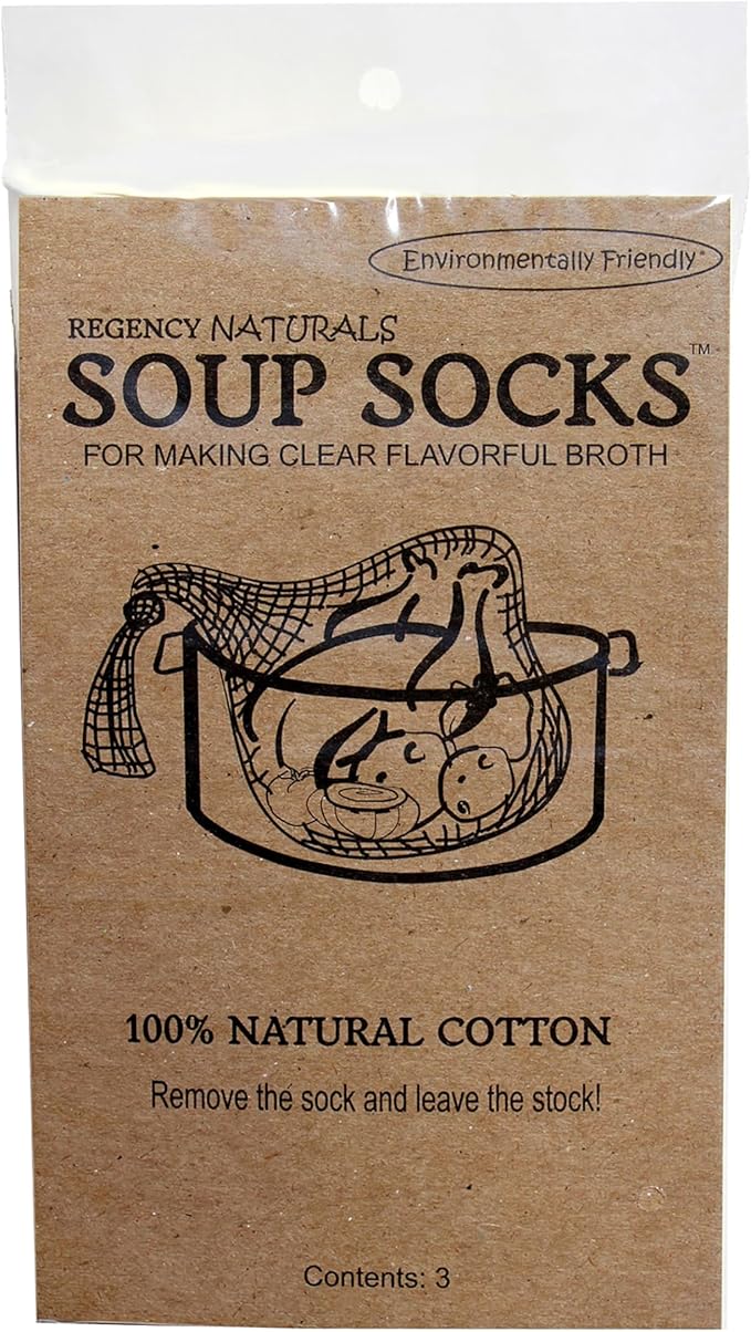 Regency Wraps Soup Socks, Cotton Mesh Bags for Making Clear Flavorful Broth and Soups, Natural 100% Cotton, 24" Pack of 6, Great for Chicken, Veggies, Eggs and More