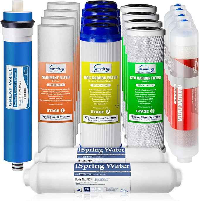 iSpring RCC7AK 6-Stage Superb Taste High Capacity Under Sink Reverse Osmosis Drinking Water Filter System & 2-Year Replacement Supply Set for 6-Stage Reverse Osmosis RO Water Filtration Systems
