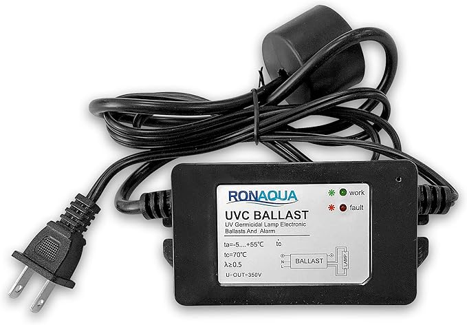 RONAQUA 100-120V 25W Electronic Ballast for 6 GPM UV Water Sterilizer with Four Prong Connection to Lamp and Green/Red Indicator Light
