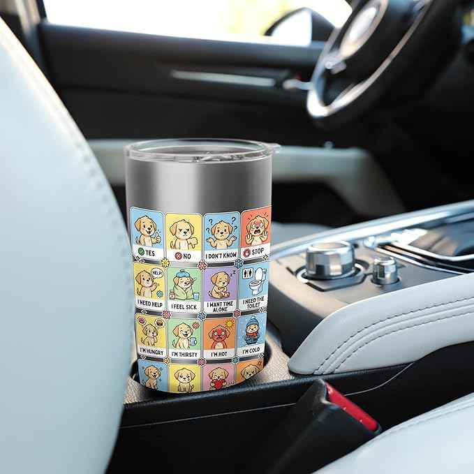 Autism ACC Communication Dog Lovers Kids Cute Autistic Stainless Steel Insulated Tumbler