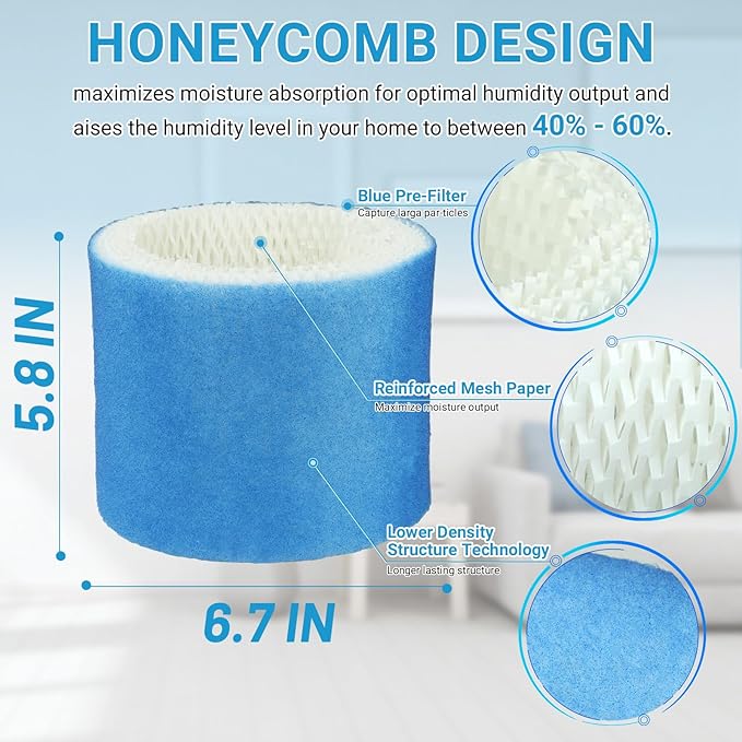 Lemige 6 Pack Upgraded HC888 Series Filters C Compatible with HC-888, HC-888N, HC-888, HC-888N, HCM-890, HEV-320 Series, Compatible with Duracraft DCM-200, DH-890