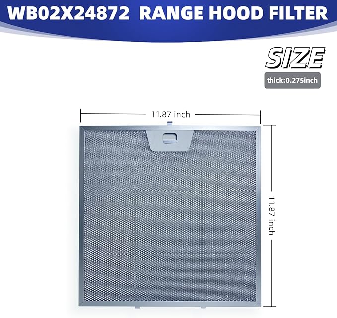 WB02X24872 Range Hood Grease Filter 11-7/8''x11-7/8'' 2pack For GE JVW5301BJ1TS JVW5301SJ1SS JVW5301FJ1D JVW5301EJ1ES JVW5301EJ2ES hood vent filter replacement