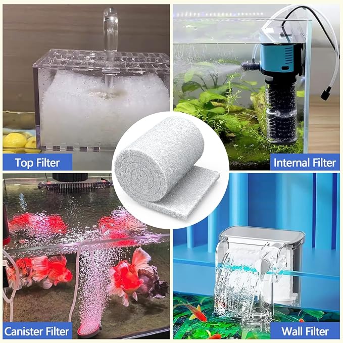 Classic Koi Pond Filter Pad, 12” x 72" Thick Aquarium Filter Floss Roll Reusable Cut to Fit Aquarium Media Pad for Outdoor Koi Ponds, Aquariums, Fish-Safe Polyester Material
