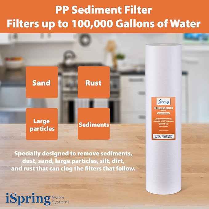 iSpring 3-Stage Whole House Water Filter System Bundle with WGB32B-DS Model and Replacement Filter Pack for WGB32B-DS