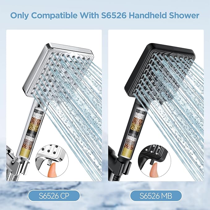 MakeFit Shower Head Filter for Handheld Shower Head, 2 Pack Replacement Water Softener Filters for Hard Water - Remove Chlorine and Harmful Substances to Protect Your Skin & Hair - For Model S6526