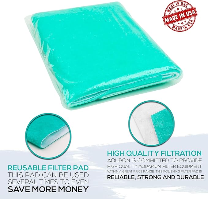 Aquarium Polishing Filter Pad 100 Micron Filters Media Pads - Cut to Fit 24" by 36" - for Fish Tanks, Aquaculture, Hydroponics - USA Manufacturer (3 Pack)