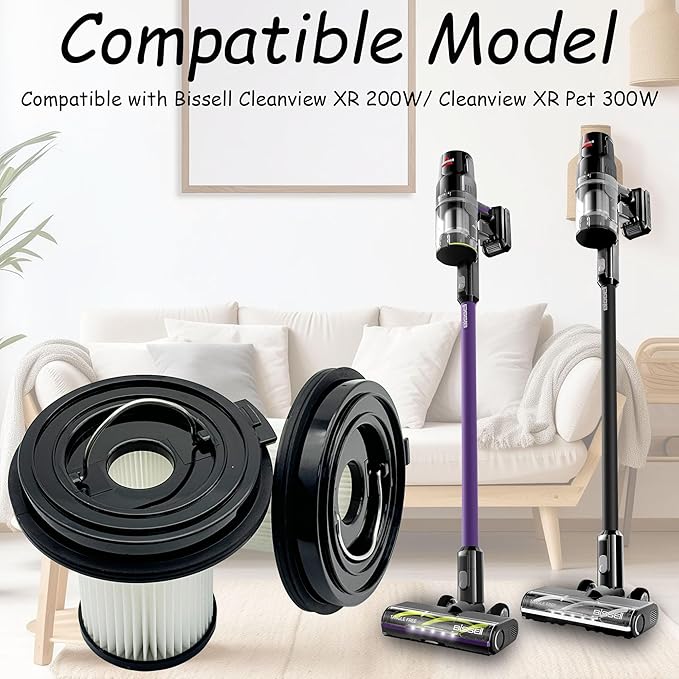 4 Pack HEPA Filters Replacement for Bissell CleanView XR 200W/ CleanView XR Pet 300w Lightweight Cordless Vacuum 3789U, 3789X, 3789, 3797V, 3797W, 3797, 1638010 - AquaVibe