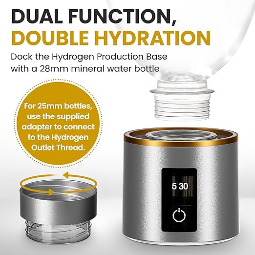 Hydrogen Water Bottle Generator, Up to 6500 PPB Molecular Hydrogen, Independently Lab Tested, SPE/PEM Technology, 12-Hour Retention, 9.5 oz Portable Bottle for Home, Gym, Travel & Office