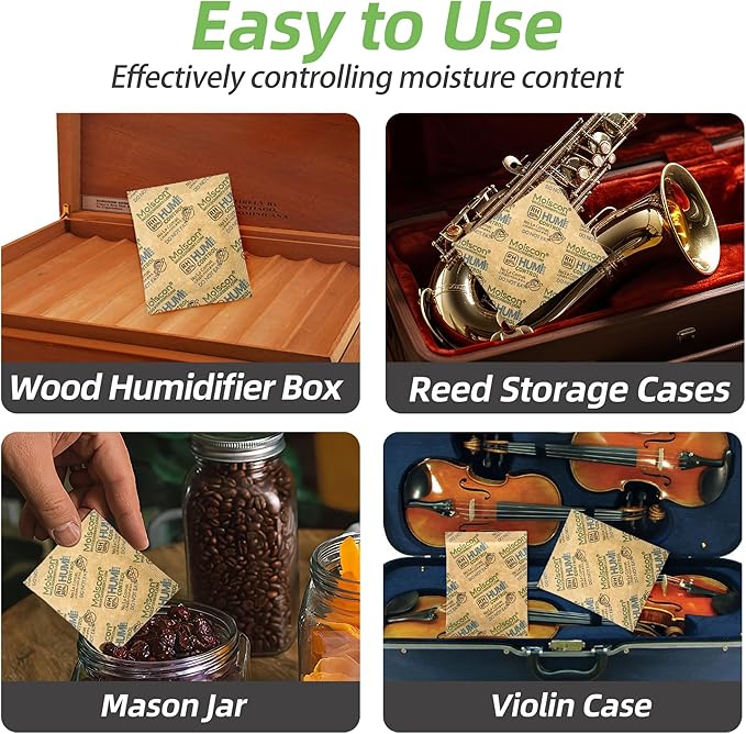 90 Pack 85% RH Size 8 Two-Way Humidity Control Packs for Wooden Musical Instruments, 8 Gram Moisture Control Packets for Bagpipe Reeds, Saxophone Reeds Individually Wrapped