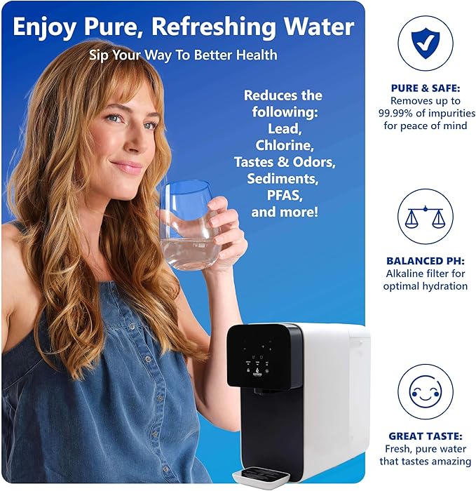Express Water ROC001ALK-A pH UV Countertop Water Filter System – Reverse Osmosis System for Walter Filtration– 6 Stage RO Water Filter Complete System with UV Water Purifier and pH remineralization