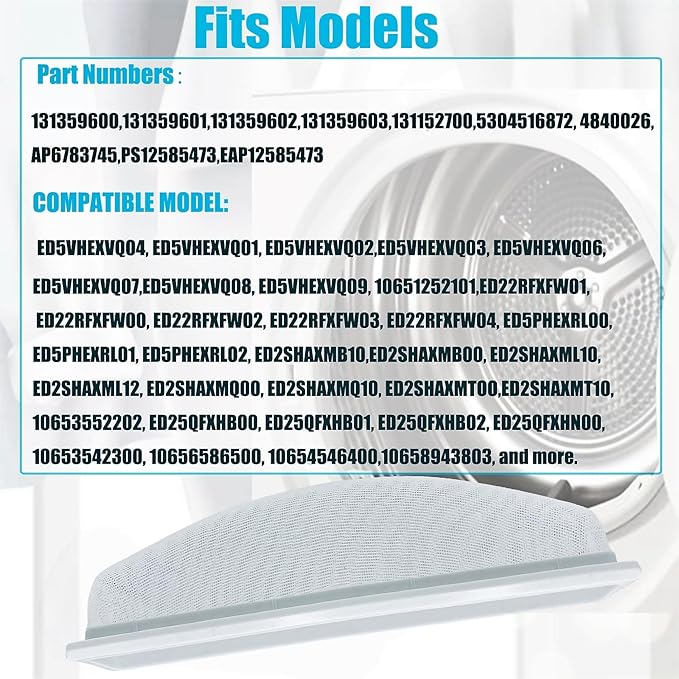 Fuoequl 131359602 131152700 Dryer Lint Screen Filter Exact Replacement for Frigidaire Kenmore Crosley Electrolux GE - AquaVibe
