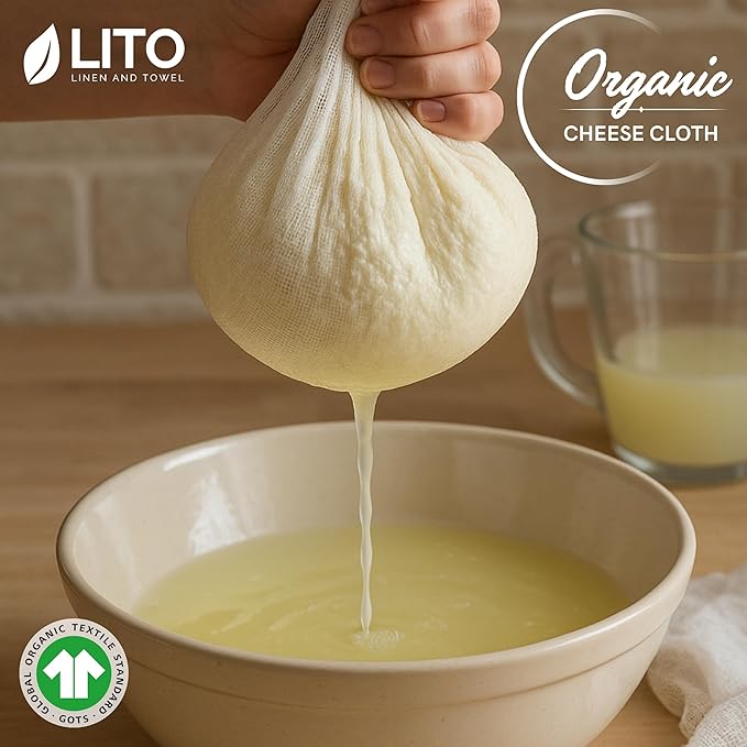 Cheesecloth | Nut Milk Bag, Fine Mesh Filter, Reusable Straining| Grade 100 | Cotton Unbleached Butter Muslin cloth for Cooking, Yogurt, Juicing| Cheese Cloth for Crafts| 6 Pack 20"x20"