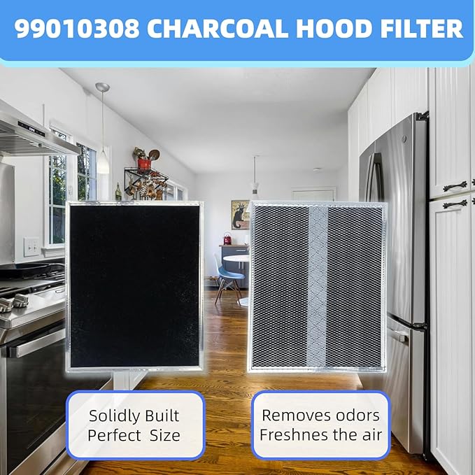 S99010308 Carbon Replacement Filter compatible with Broan QS WS BPSF30 GE: WB02X10707 NON-Ducted Range Hood Charcoal Filters 10.8" X 13.3" (2-Pack)