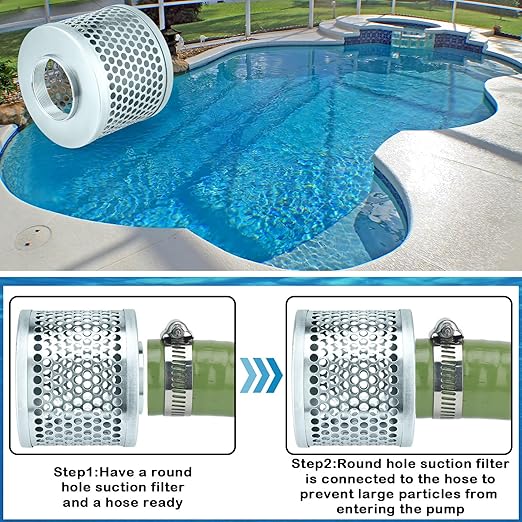 3 Inch Round Hole Suction Strainer Filter Carbon Steel Plated Npt Thread Hose Water Pump Inlet Strainer for Remove Debris Trash Reduces Solids Entering