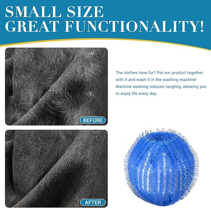 Pet Hair Remover for Laundry & Dryer Sheets Pet Hair Remover - 12PC Reusable Balls & Lint Catcher for Washing Machine, Stops Dog Cat Hair (1) - AquaVibe