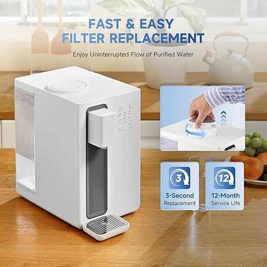 CO-Z Countertop Reverse Osmosis Water Filter, 4-Stage RO Water Filtration System, Portable Water Purifier Dispenser with 3 Preset Volume Options, 3:1 Pure to Drain, NSF/ANSI 58, No Installation