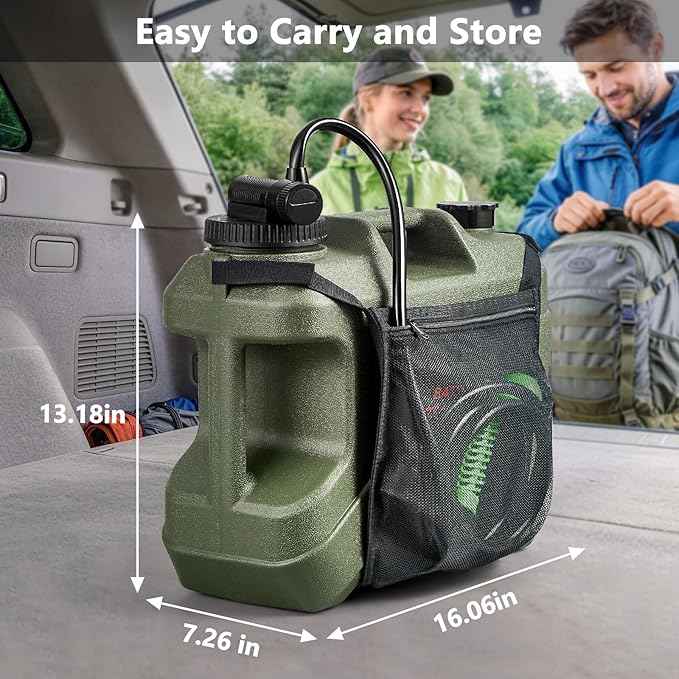 Integrated Portable Shower for Camping – Spill Resistant, 7-Mode Shower Head, Electric Camping Shower with 5 Gallon Food-Grade Water Jug, Easy to Store for Hiking, Beach, IPX7 Waterproof